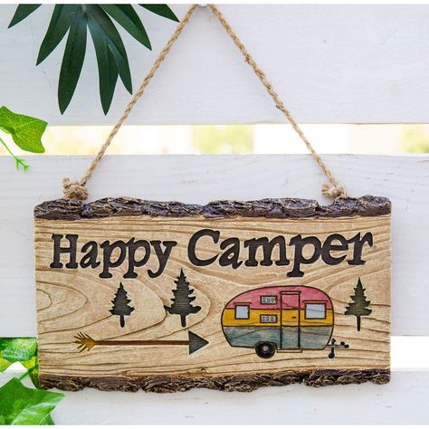 Happy Camper Sign, Retro Trailer, Camper Signs, Pine Trees Forest, Western Rustic, Country Wall Decor, Camping Signs, Brown Home Decor, Camping Decor