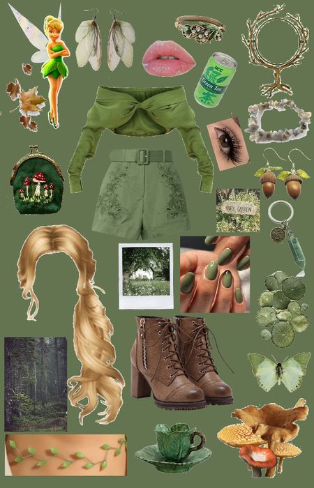 Modern Tinkerbell Outfit, Tinkerbell Aesthetic Outfit, Tinker Bell Inspired Outfits, Tinkerbell Clothes, Tinkerbell Outfit Ideas, Tinkerbell Inspired Outfits, Tinkerbell Disneybound, Tinkerbell Aesthetic, Tinkerbell Outfit