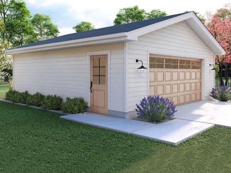 Detached Garage With Bathroom, Small Garage Layout, Detached Farmhouse Garage, 2 Car Detached Garage Ideas, Simple Detached Garage, Single Car Garage Ideas, Detached Garage Ideas, Detached Garage Designs, Single Garage Door