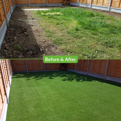 Stunning before/after transformation using our Inverness artificial grass. 😎 Best Artificial Grass, Fake Turf, Synthetic Lawn, Artificial Lawn, Fake Grass, British Weather, Astro Turf, Green Lawn, Inverness