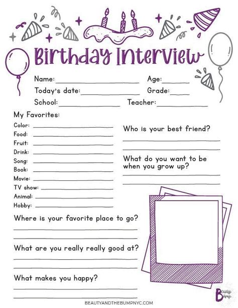 Yearly Birthday Interview Questions, Kids Birthday Interview Questions, Birthday Interview For Kids, Birthday Interview Questions, Birthday Interview Printable, Birthday Questions, Birthday Interview, Birthday Photography, Kids Activity