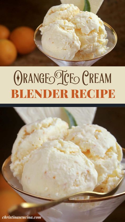 Orange Ice Cream (Quick and Easy Blender Recipe!) Orange Ice Cream Recipe, Churn Ice Cream Recipes, No Churn Ice Cream Recipes, Whole Orange Cake, Blender Recipe, Blender Ice Cream, Orange Ice Cream, Churn Ice Cream, Cranberry Orange Bread