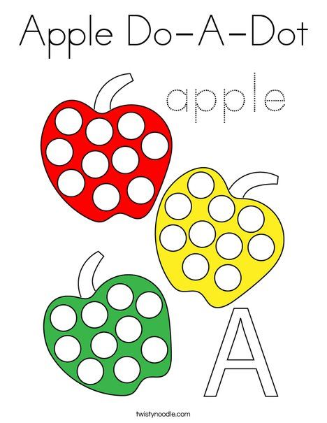 Apple Do-A-Dot Coloring Page - Twisty Noodle Preschool Apple Week, Apple Worksheet, Preschool Apple Theme, Apple Lessons, Holiday Worksheets, Preschool Crafts Fall, Apple Preschool, Twisty Noodle, Fall Preschool Activities