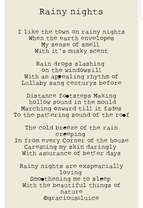 Beautiful rainy nights earthy nature poems Rainy Night Quotes, Rainy Day Poem, Rain Poems, Nature Poems, Night Poem, Bd Ideas, Seasons Poem, Nature Poem, Twisted Quotes