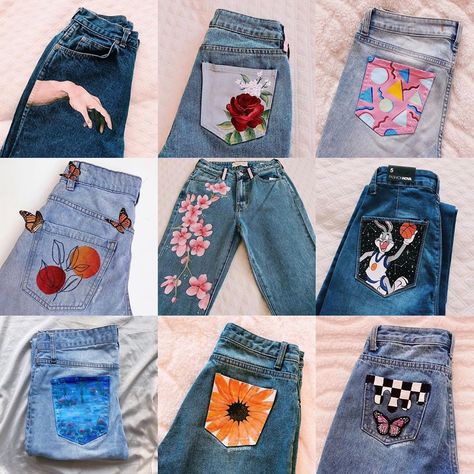 ✿ alison bugaeff ✿ on Instagram: “Happy Thursday!! Just a reminder, I still paint custom jeans, shorts, & shoes. DM me if you are interested in getting your clothes painted…” Custom Jeans Diy, Painted Clothes Diy, Diy Jeans, Haine Diy, Shoe Designs, Denim Art, Custom Jeans, Diy Vetement, Painted Jeans