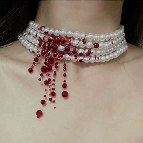 1pc, Gothic Pearl Necklace Choker, Creative Halloween Blood Drop Tassel Clavicle Necklace For Women Girls, Woman Girl Jewery, Holiday Gifts, Girlfriend Gifts, Jewelry Gift, Birthday Gifts, Mother's Day Gifts, Party Favors https://share.temu.com/tfy4EuyWcRA via @shoptemu Halloween Cosplay Women, Girl With Pearl Earring, Vampire Necklace, Pearl Necklace Choker, Blood Drop, Elven Jewelry, Viral On Tiktok, Pearl Necklace Designs, Girl Jewelry