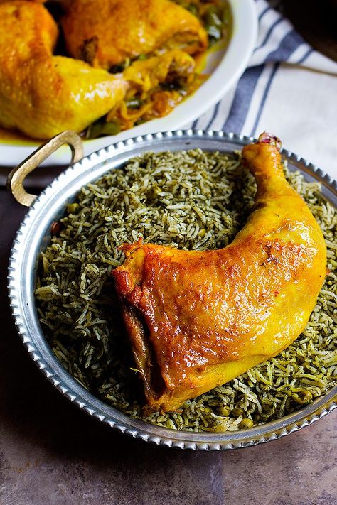 Serve Persian Chicken with dill rice for a full meal. Persian Saffron Chicken Recipe, Persian Food Iranian Cuisine, Persian Chicken, Iranian Dishes, Saffron Chicken, Saffron Recipes, Iranian Recipes, Iranian Cuisine, Middle East Food