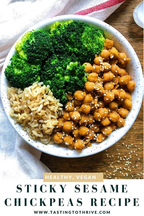 Sesame Chickpeas, Vegan Chickpea Recipes, Chickpea Recipe, Easy Vegan Lunch, Vegan Summer Recipes, Healthy Supper, Healthy Summer Recipes, Vegan Nutrition, Chickpea Recipes