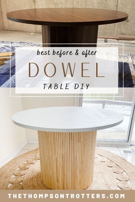 Step-by-step guide on flipping an old office table using wooden dowels to a beautiful kitchen table #homedecor #home #design #kitchen #diy #furniture #flip Furniture Flip | Wooden Dowels | DIY… Dowel Table, Diy Kitchen Table, Old Office, Diy Dining Table, Diy Sofa Table, Hemma Diy, Diy Furniture Renovation, Table Diy, Diy Coffee Table