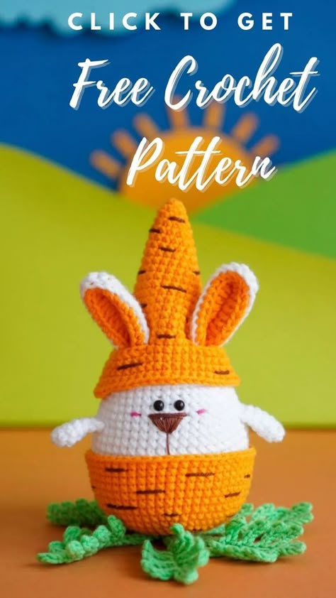 Easter Gnome Crochet Pattern Free, Crochet Easter Ideas Free Patterns, Crocheted Easter Items, Free Crochet Bunny Pattern, Easter Amigurumi Free Pattern, Free Easter Crochet Patterns, Crochet Birthday Gifts, Easter Crochet Ideas, Crochet Easter Patterns