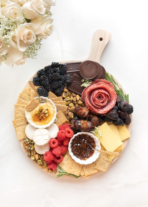 Small Charcuterie Board - Easy and Simple Charcuterie Board For Two, Small Charcuterie Board, Mini Charcuterie Board, Small Charcuterie, Mini Charcuterie, Holiday Party Appetizers, Charcuterie Board Ideas, Bacon Wrapped Dates, Chocolate Garnishes