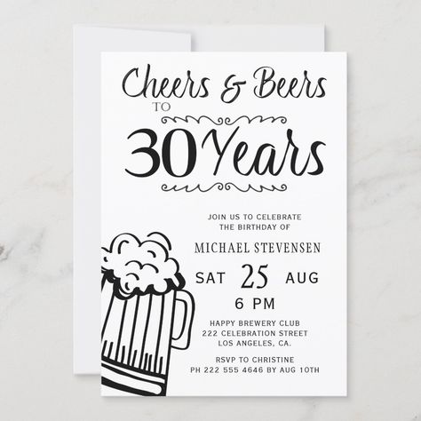 Funny Birthday Invitations, Milestone Birthday Invitations, Milestone Birthday Party, Thirty Birthday, Birthday Cheers, Beer Birthday, 30th Birthday Invitations, Men Birthday, Invitation Kits