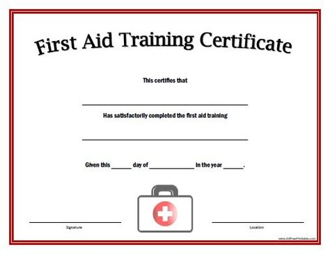 First Aid Training Certificate First Aid Certificate, Fire Safety Certificate, Cpr Card, Moodboard Red, Blank Certificate Template, First Aid Training, First Aid Course, Free Certificate Templates, Award Template