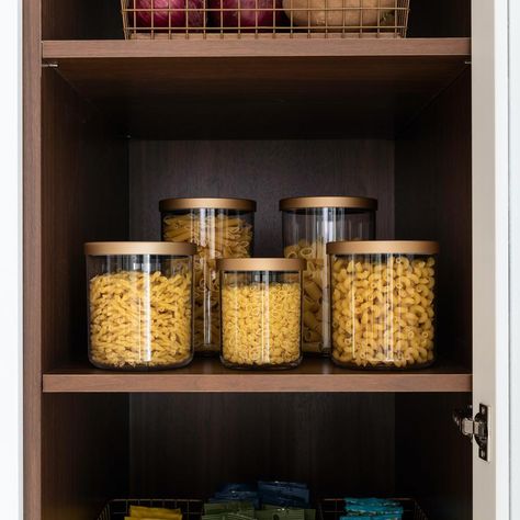 Neat Method, Kitchen Finishes, Sugar Container, Plastic Canisters, Pantry Essentials, Pantry Labels, Metal Baskets, Declutter Your Home, Granola Bars