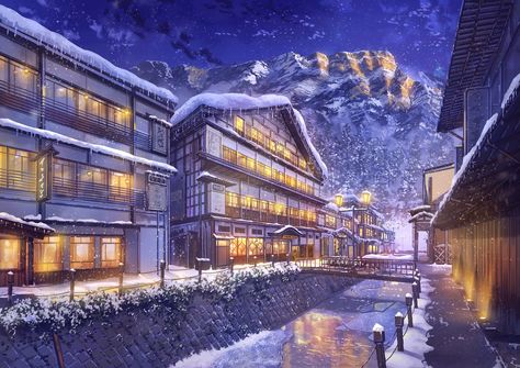 Anime Winter Background, Winter Scenery Wallpaper, Snowfall Wallpaper, Anime Winter, Anime Snow, Zero Wallpaper, Anime City, Mountain Wallpaper, Winter Background