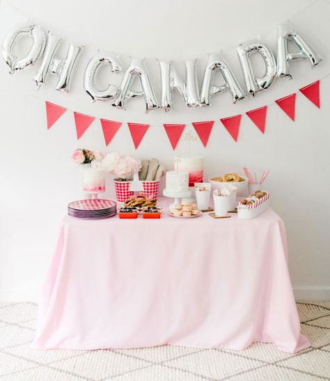 Pink Brunch, Canada Decor, Canadian Party, Canada Party, Canada Day Party, Leaving Party, Oh Canada, Adult Party Themes, Canada Holiday