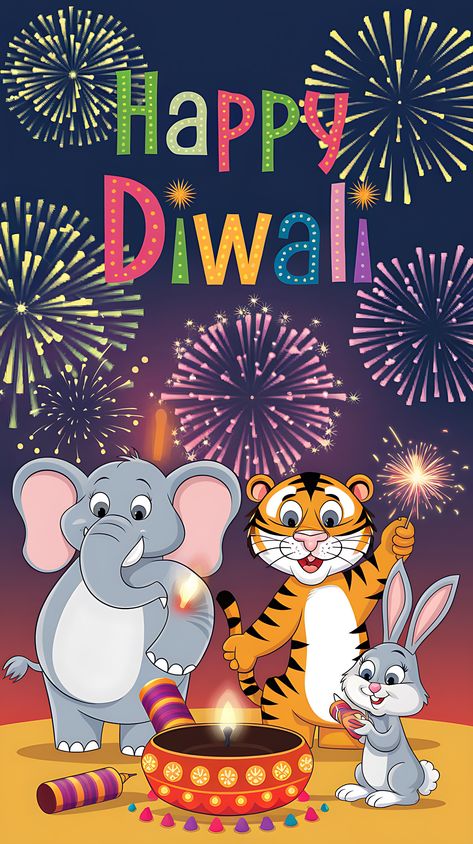 Free Diwali Greeting Card with Cartoon Animals Diya Background, Deepavali Greetings Cards, Hindu Festival Of Lights, Happy Deepavali, Diwali Greeting, Diwali Greeting Cards, Wallpapers Posters, Balloon Background, Diwali Diya