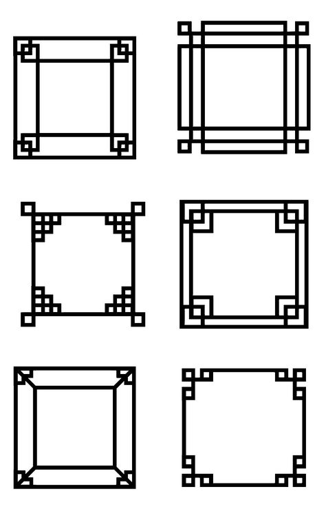 Japanese square frames Japanese Picture Frame, Japanese Border Design, Japanese Frame, Wooden Garden Ornaments, Square Drawing, Art Deco Borders, Grill Door Design, Washbasin Design, Art Deco Bar