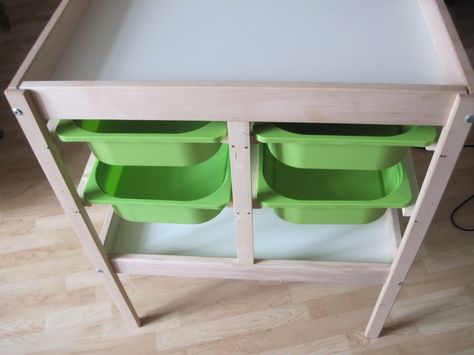 Changing table to chest of drawers - IKEA Hackers - IKEA Hackers - How handy to have those pull outs for diapers, wipes, onesies!!!! Awesome addition... I honestly think Ikea should make their changing table just like this. Ikea Changing Table Hack, Ikea Changing Table, Chest Of Drawers Ikea, Changing Table With Drawers, Ikea Table Hack, Diy Changing Table, Ikea Hack Kids, Ideas Habitaciones, Storage Ikea