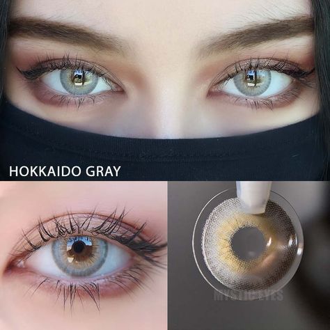 Hokkaido Grey Prescription Colored Contact Lenses-Mystic Eyes® – Mystic Eyes Official Eye Lens Colour, Prescription Colored Contacts, Mystic Eye, Soft Contact Lenses, Halloween Contact Lenses, Contact Lens Solution, Cosplay Contacts, Soft Lens, Upper Eyelid