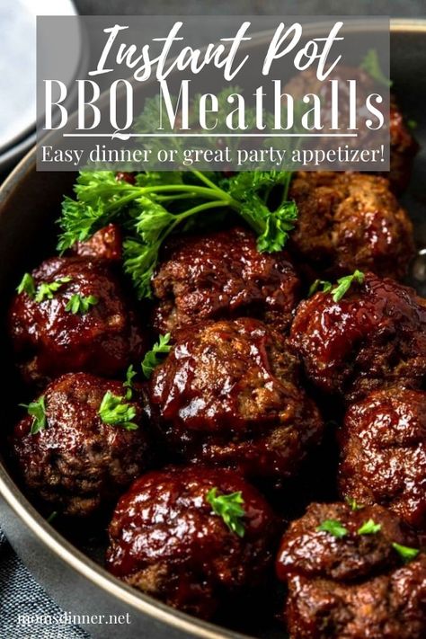 Instant Pot BBQ Meatballs are tender and juicy beef meatballs full of BBQ flavor. They make a quick and delicious dinner or an excellent appetizer for a party or holidays! #instantpot #instantpotbbq #instantpotmeatball #bbqmeatballrecipe Ground Beef And Bbq Sauce Recipes, Ground Beef Recipes In Instant Pot, Ground Beef Recipes For Dinner Instant Pot, Instant Pot With Ground Beef, Ground Beef Instapot Recipes, Ground Beef Recipes For Dinner Instapot, Instant Pot Recipes With Ground Beef, Bbq Ground Beef Recipes, Instant Pot Ground Beef Recipes Easy