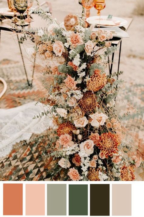 Boho Wedding Colors, Wedding Color Pallet, Deco Champetre, Wedding Palette, Fall Color Palette, Wedding Theme Colors, Diy Wedding Flowers, Fall Wedding Colors, Wedding Color Palette