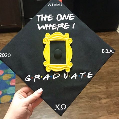 Gown Ideas, Grad Caps, College Graduate, Cap Designs, Crafts To Make And Sell, Grad Cap, Friends Tv Show, Chalkboard Art, Homemade Crafts