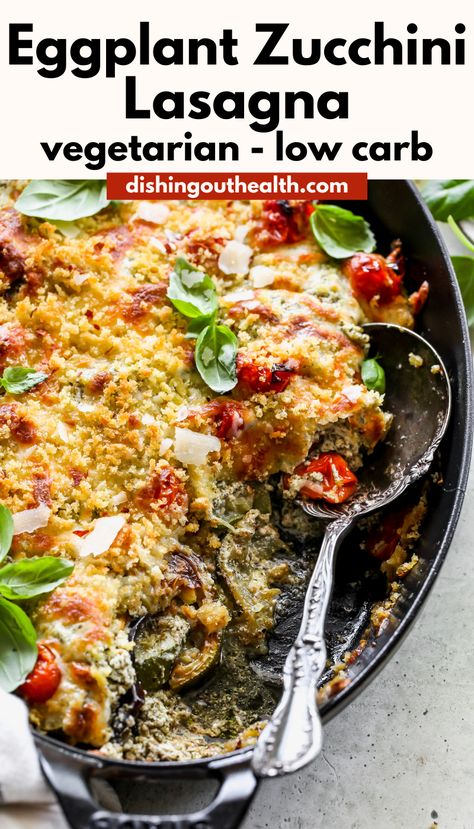 Eggplant Zucchini Lasagna, Lasagna Low Carb, Burst Cherry Tomatoes, Vegetarian Low Carb, Pesto Ricotta, Zucchini Lasagna Recipe, Pesto Lasagna, Healthy Eggplant, Eggplant Zucchini