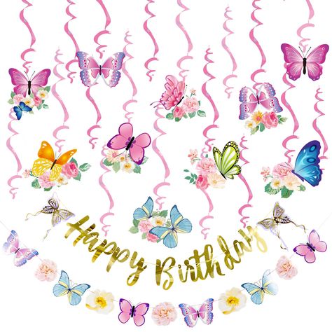 PRICES MAY VARY. Paper Butterfly Birthday Decor, Party Decorations Butterfly, Pink Butterfly Birthday, Butterfly Hanging Decorations, Butterfly Banner, Butterfly Birthday Decorations, Butterfly Hanging, Butterfly Party Decorations, Butterfly Birthday Party