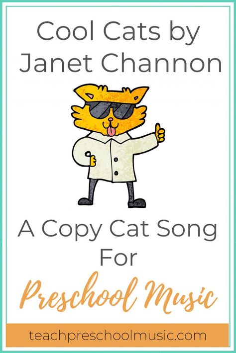 Cool Cats by Janet Channon really is the perfect song for Pete, the coolest cat there is! I love that this is a copy cat song. It gives kids a chance to be creative with movements and to be a leader. It also teaches them to take turns and mirror actions from other students. It’s a great way to keep your class active as a group. It’s also a great staple to have in your bag of preschool music tricks. #copycatsongs #copycatsongsforkids #preschoolsongs #preschoolmusic #preschoolteachers Cat Songs Preschool, Cat Games For Kids, Preschool Music Lessons, Kindergarten Music Lessons, Musical Lessons, Cat Song, Preschool Music Activities, Music Activities For Kids, Kindergarten Music