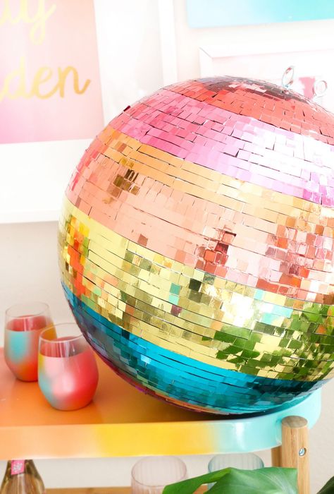 Rainbow Disco Ball Bachelorette Party Decoration, Bachelorette Party Planner, Bachelorette Party Game, Party Decoration Ideas, Rainbow Diy, Bachelorette Party Dress, Bachelorette Party Supplies, Awesome Bachelorette Party, Bachelorette Ideas