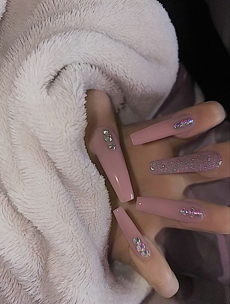 #nails #nailart #nailsofinstagram #u #manicure #beauty #nail #gelnails #nailsoftheday #nailsonfleek #nailstagram #nailsart #nailstyle #instanails #naildesign #acrylicnails #nailsdesign #inspire #naildesigns #love #nailswag #as #nailpolish #nailtech #unhas #gel #nailsnailsnails #nailartist #fashion #gelpolish Nude Pink Nails With Rhinestones, Long Pink Nails With Rhinestones, Long Ballerina Nails, Pink Nude Nails, Fur Nails, Ballerina Acrylic Nails, Blush Pink Nails, Business Nails, Acrylic Nail Set