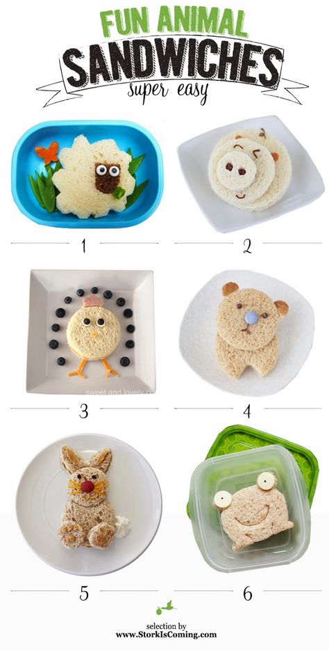 Fun Animal Shaped Sandwiches for Kids Sandwiches For Kids, Dr Seuss Snacks, Sandwiches Ideas, Animal Shaped Foods, Easy Sandwiches, Creative Meals, Kid Sandwiches, Sandwich Shapes, Healthy Crackers