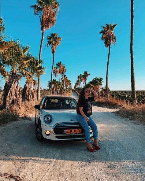 Instagram Photoshoot, palm trees 🌴 Mini Cooper Photoshoot, Instagram Photoshoot, Future Photos, Fun Sized, Cool Poses, Instagram Girls, Instagram Captions, Mini Cooper, Travel Journal