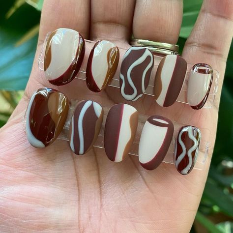 Nail Art Coklat, Coffee Nail Art, Cute Nail Art, Nail Inspiration, Artist On Instagram, Cute Acrylic Nails, Nude Nails, Nail Artist, Fake Nails