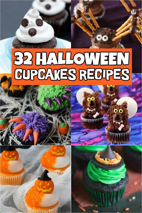 25 Easy Halloween Cupcakes Ideas - Halloween cupcake Recipes Spooky Cupcake Ideas, Halloween Cupcake Recipes, Homemade Ganache, Halloween Cupcake Ideas, Perfect Cupcake Recipe, Desserts Halloween, Witch Cupcakes, Halloween Food Cupcakes, Recipes Halloween