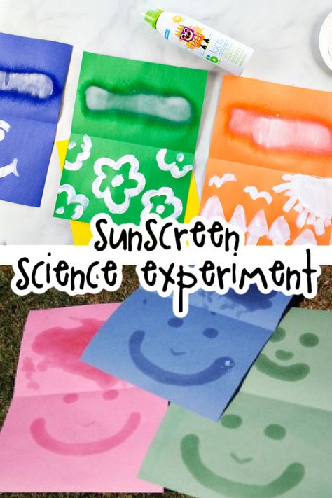 Sunscreen Science Experiment, Sunglasses Activity For Kids, Fun In The Sun Crafts For Toddlers, Sunscreen Painting, Sun Safety Craft, Sun Science Experiments For Kids, Sun Safety Activities For Preschoolers, Fun In The Sun Activities, Rainy Day Activities For Preschoolers