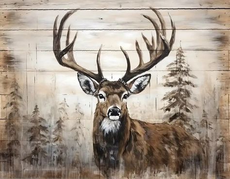 Deer Drawing, Outdoor Artwork, Deer Painting, Barn Painting, Inspirational Wall Decor, Deer Wall, Animal Wall Decor, Abstract Canvas Wall Art, Pallet Ideas