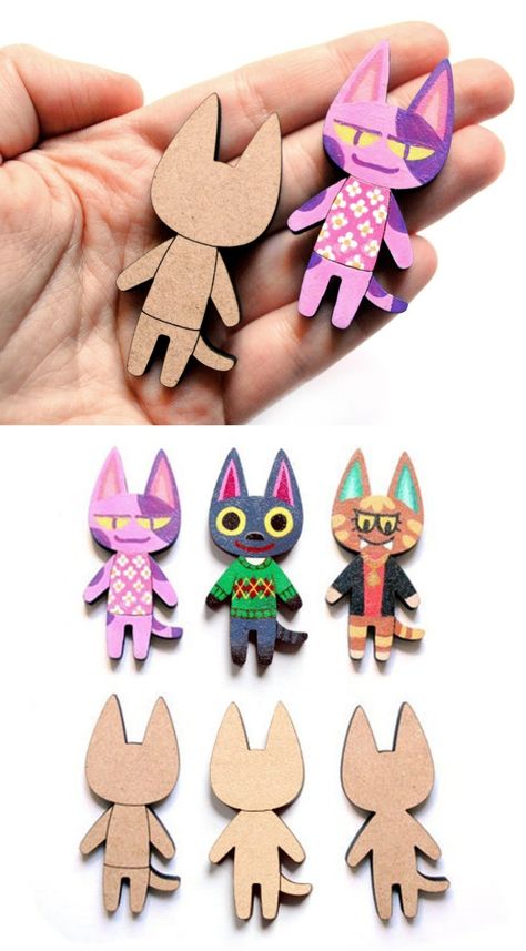 sosuperawesome:DIY Paintable Blank Animal Crossing PinsPookatdino Crafts on Etsy - Animal Crossing Crafts, Video Game Crafts, Mario Birthday Party, 26th Birthday, Etsy Diy, Paper Crafts Diy Kids, Fun Crafts For Kids, Cute Crafts, Clay Creations