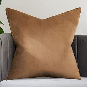 Avigers 24 x 24 Inches Brown Solid Cushion Case Luxury Modern Square Throw Pillow Cover Decorative Pillow for Couch Living Room Bedroom Car 60 x 60cm Modern Decorative Pillows, Couch Living Room, Pillow For Couch, Garden Pillows, Throw Pillow Inserts, Decorative Pillows Couch, Velvet Throw, Modern Square, Velvet Pillow Covers