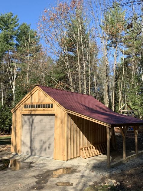 Atv Shed Ideas, Atv Storage Shed, Boat Storage Ideas Buildings, Boat Shed Ideas, Garage With Overhang, Tractor Shed Ideas, Storage Backyard, Outdoor Workshop, Small Barn Plans