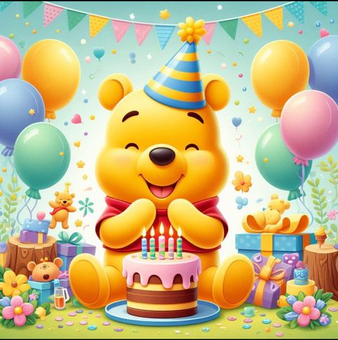 Winnie Phoo, Winie The Pooh, Baby Disney Characters, Backyard Birthday Parties, Teddy Bear Images, Winnie The Pooh Pictures, Happy Birthday Art, Backyard Birthday, Winnie The Pooh Birthday