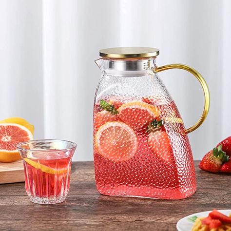 BINCOO Fridge Door Glass Jug,1.8Liter/64oz Water Jug with Lid, Drinking Carafe Jug for Homemade Juice Ice Tea Coffee Milk Wine and Beverage Glass Water Jug, Iced Tea Pitcher, Homemade Juice, Juice Ice, Juice Pitcher, Tea Pitcher, Fridge Door, Water Kettle, Glass Jug