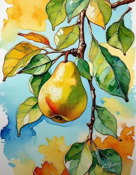 Botanical Art Drawing, Fruit Art Drawings, Pro Art, Watercolor Paintings For Beginners, Watercolor Fruit, Watercolor Pictures, Bright Art, Art Drawings Sketches Pencil, Watercolor Sketchbook