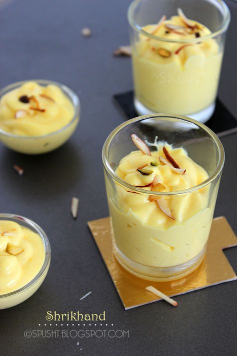 Shrikand Sweet, Shrikhand Recipe, Greek Yogurt Dessert, Yogurt Dessert, Milk Dessert, Eggless Desserts, Sweet Dish, Delicious Deserts, Make Ahead Desserts