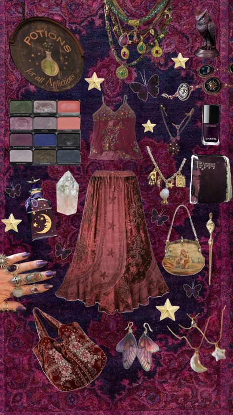 🍇 #whimsical #whimsigoth #whimsigothic #whimsigothaesthetic #outfitinspo #outfitideas #witchy #witch #witchaesthetic #boho #bohoaesthetic #witchcraft #whimsigothoutfit Hippie Witch Outfits, Boho Witch, W.i.t.c.h Aesthetic, Fairy Goth, Downtown Outfits, Earthy Outfits, Witch Outfit, Funky Outfits, Boho Aesthetic