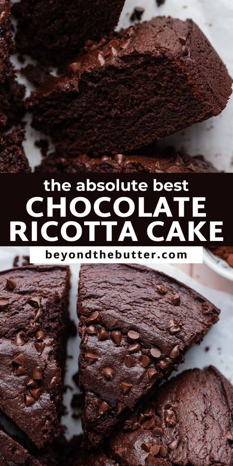 The Best Chocolate Ricotta Cake Deep And Delicious Cake Recipe, Easy Cake Chocolate, Worlds Best Chocolate Cake, Chocolate Dinner Recipes, Chocolate Spoonful Cake Recipe, Ricotta Chocolate Cake, Italian Chocolate Desserts, Chocolate Dessert Recipes Easy, Tiramisu Chocolate Cake