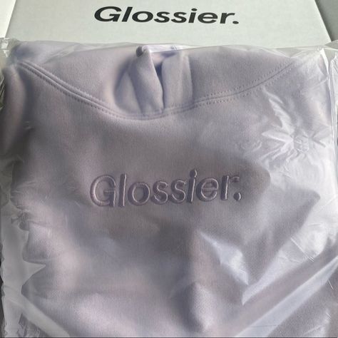 Nwt Glossier Limited Edition Lavender Hoodie Size X-Large It's Limited Edition And Won't Be Back In Stock! Brand New With Tags And Packaging! Comes From A Clean, Smoke Free, And Pet Free Home. Glossier Sweatshirt, Lavender Hoodie, Glossier Logo, Happy Hoodie, Cream Hoodie, Glossier Pink, Hoodie Xxl, Embroidered Hoodie, Really Cute Outfits