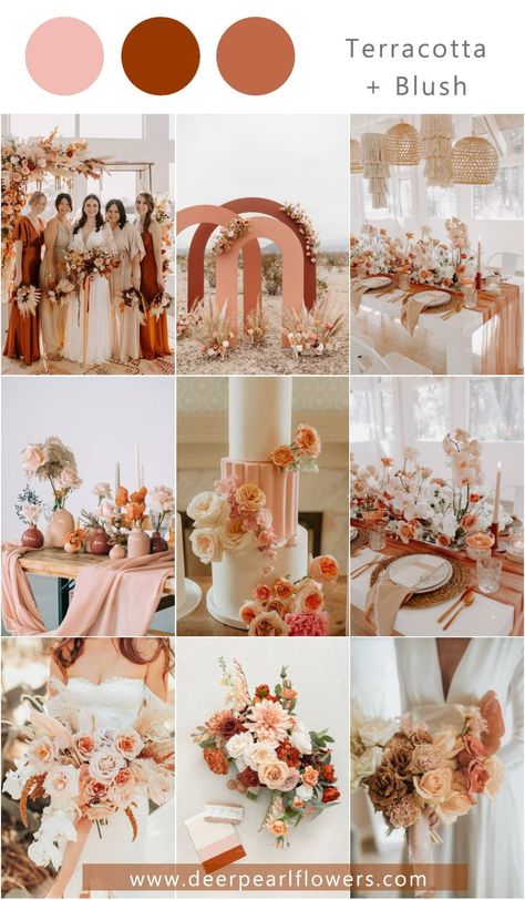 Vestidos Color Durazno, Wedding Color Theme Ideas, Terracotta Wedding Color, Boho Wedding Colors, Wedding Theme Color Schemes, Boda Ideas, Wedding Color Pallet, Wedding Motifs, Wedding Color Trends