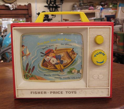 Vintage Fisher Price TV 1960s by hmdavid, via Flickr Row Row Row Your Boat, Vintage Fisher Price Toys, 1970s Toys, 1980s Childhood, Row Row Your Boat, Childhood Memories 70s, Fisher Price Toys, Vintage Fisher Price, Toy Collector